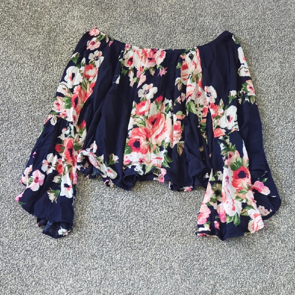 Charlotte Russe Navy Floral Blouse